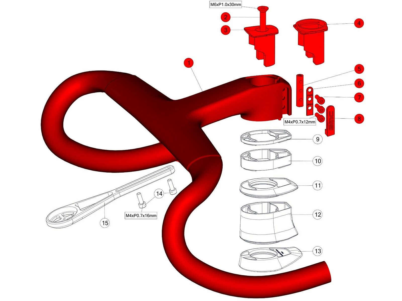 BMC ICS Carbon Aero Cockpit Red - Black - White 2023 9 BMC ICS Carbon Aero Cockpit Red - Black - White 2023 – Image 7