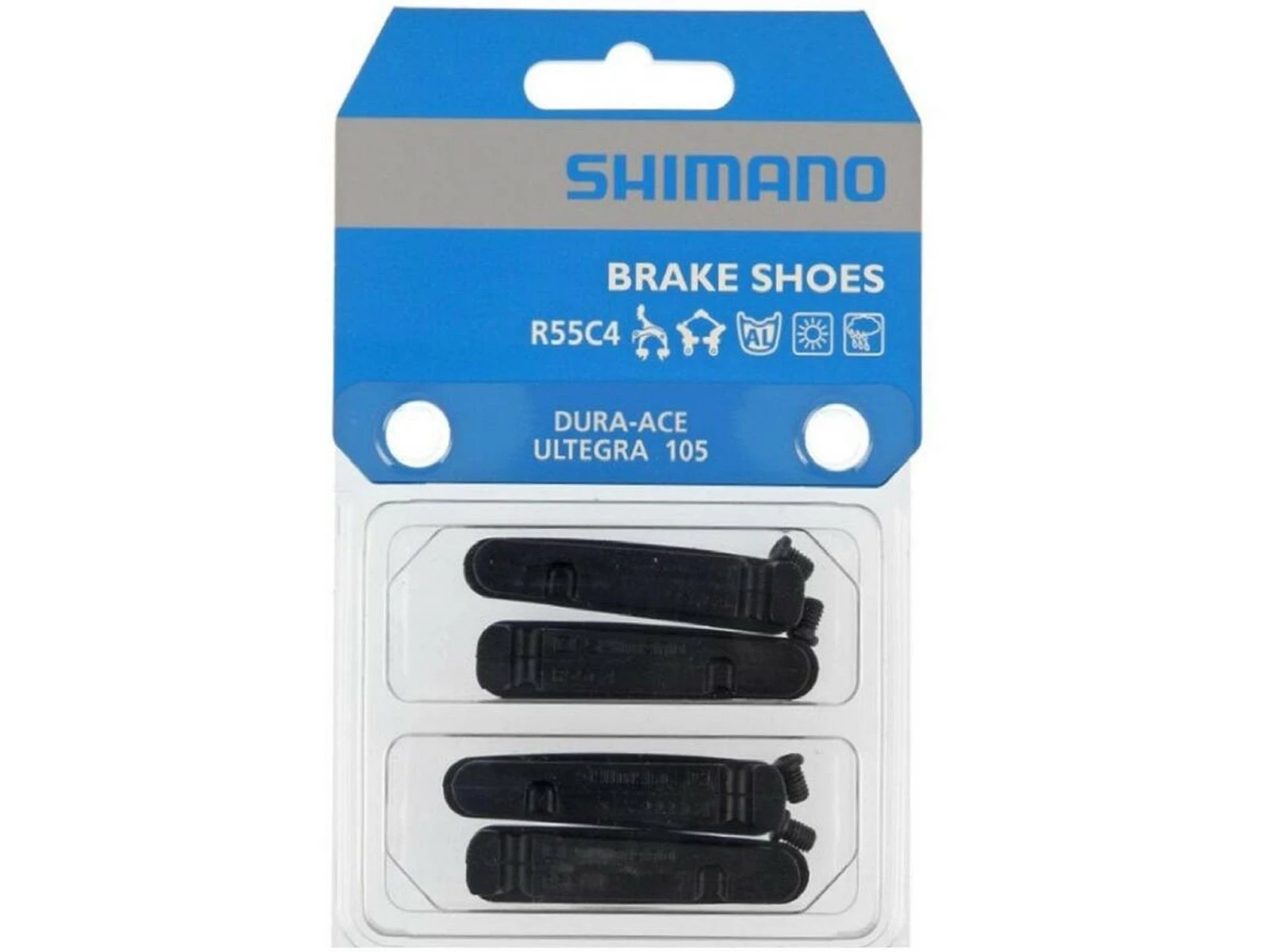 SHIMANO R55C4 Patins De Frein Dura-Ace Ultegra 105 - 2 Paires Aluminium 4 SHIMANO R55C4 Patins De Frein Dura-Ace Ultegra 105 - 2 Paires Aluminium – Image 2